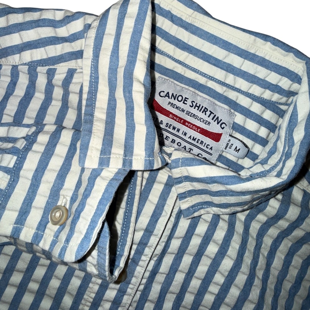 Men's Blue & White Striped Casual Button-Down Shirt